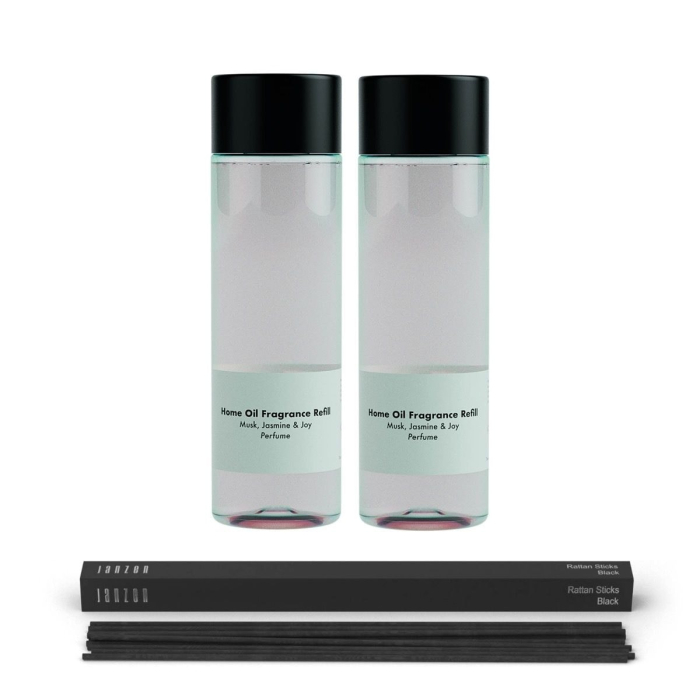Janzen Home Fragrance Refill &C Musk Jasmine & Joy 2-pack Incl. Gratis Sticks - 2x200ml
