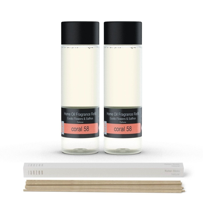 Janzen Home Fragrance Refill Coral 58 2-pack Incl. Gratis Sticks - 2x200ml